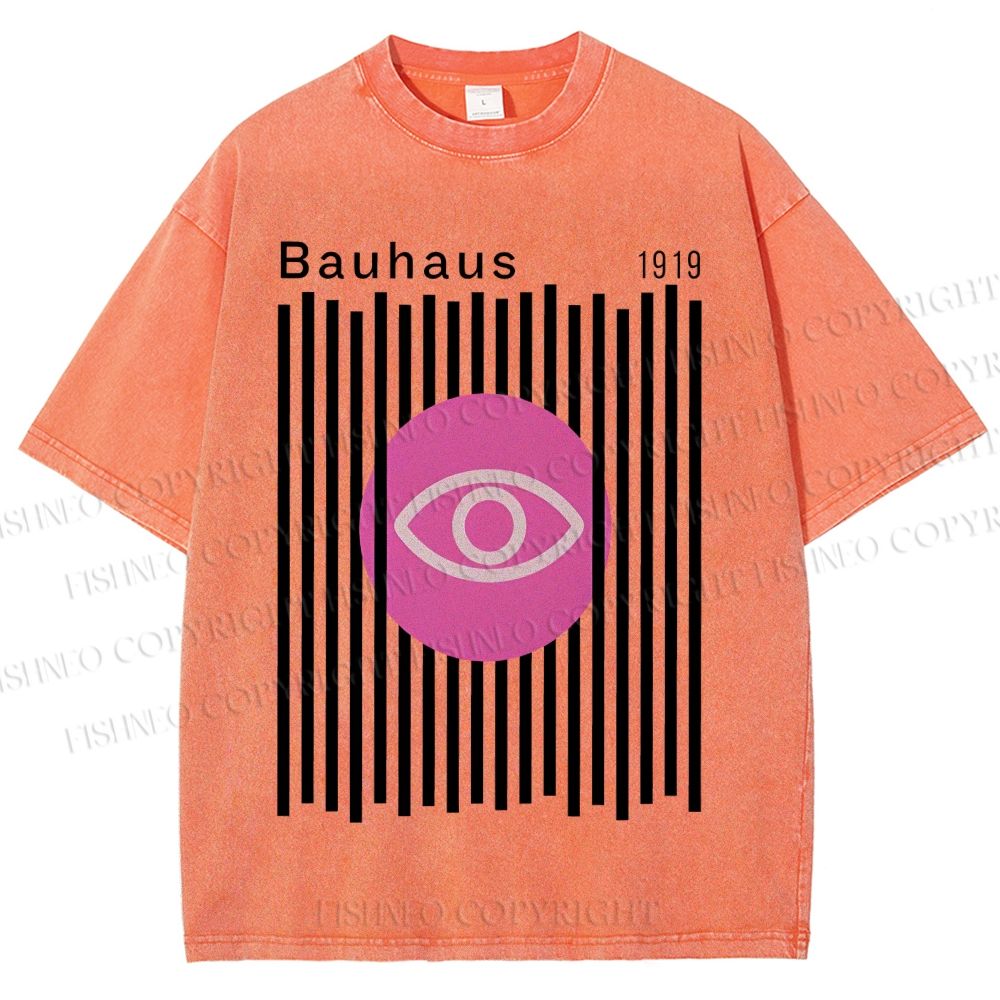 Unisex Bauhaus Geometric Eyes Printed Washed Tee