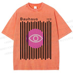 Unisex Bauhaus Geometric Eyes Printed Washed Tee
