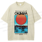 Unisex Okinawa Sunrise Printed Washed Tee