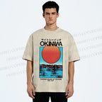 Unisex Okinawa Sunrise Printed Washed Tee