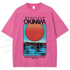 Unisex Okinawa Sunrise Printed Washed Tee