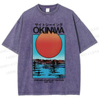 Unisex Okinawa Sunrise Printed Washed Tee