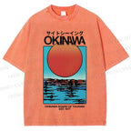 Unisex Okinawa Sunrise Printed Washed Tee