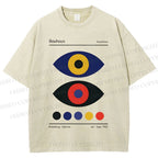 Unisex Bauhaus Colorful Art Eyes Printed Washed Tee