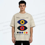 Unisex Bauhaus Colorful Art Eyes Printed Washed Tee