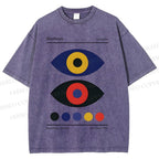 Unisex Bauhaus Colorful Art Eyes Printed Washed Tee