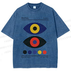 Unisex Bauhaus Colorful Art Eyes Printed Washed Tee