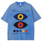 Unisex Bauhaus Colorful Art Eyes Printed Washed Tee