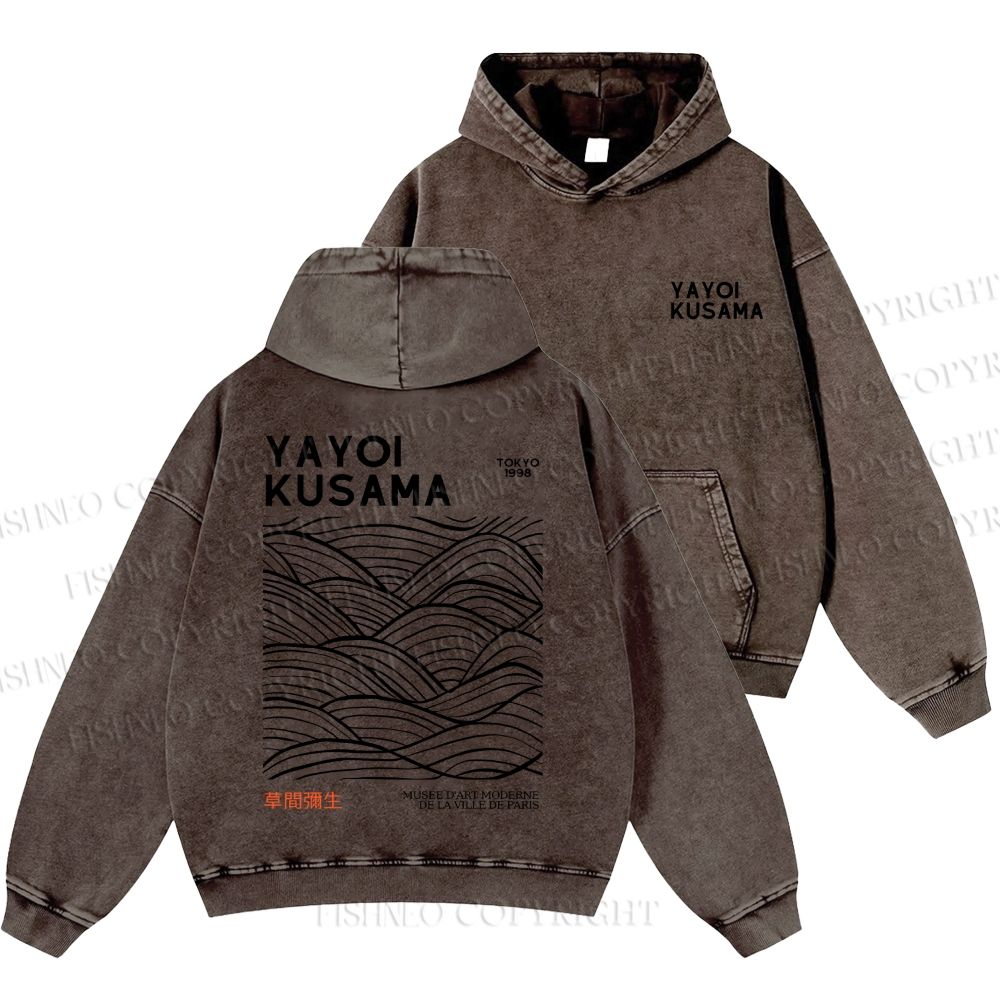 Unisex Casual Yayoi Kusama Style Wave Printed Washed Hoodie