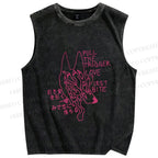 Unisex Pull The Trigger Love At First Bite Wolf Japanese Printed Washed Tank Top