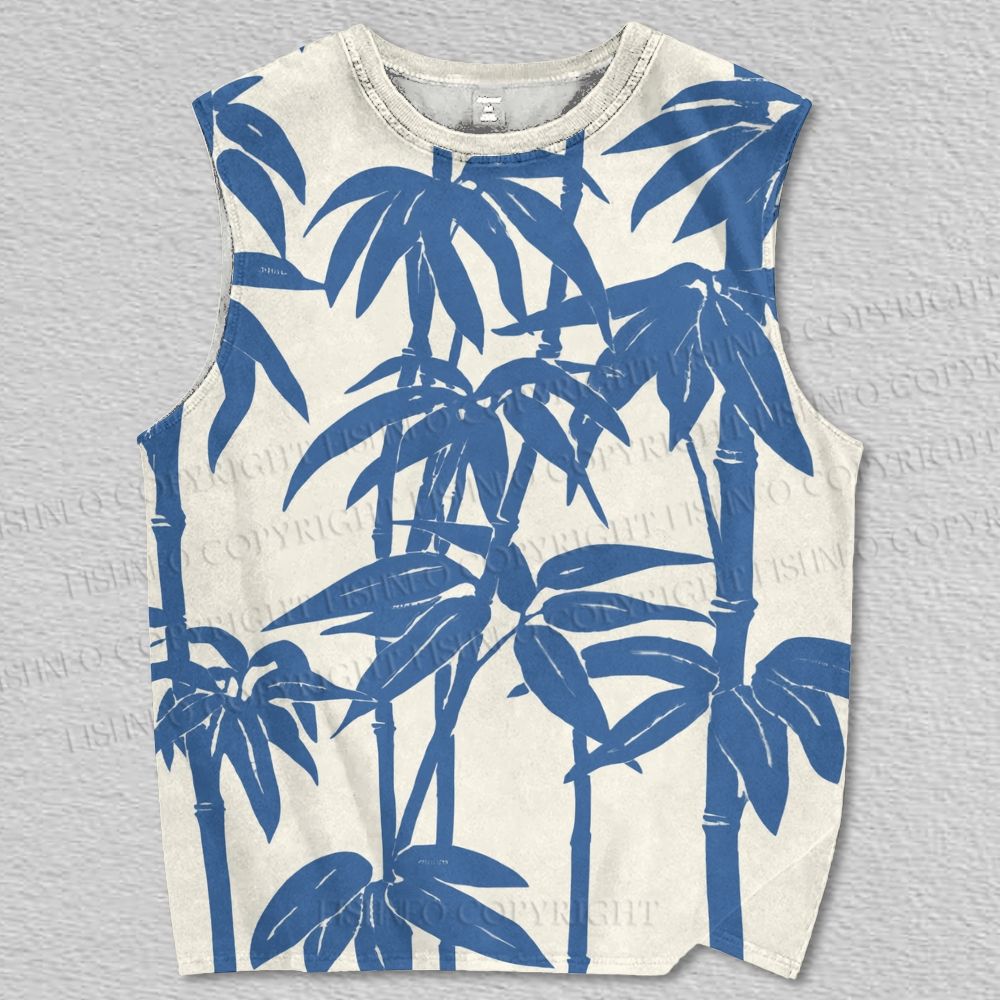 Unisex Vintage Bamboo Japanese Art Printed Tank Top