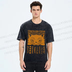 Unisex Halloween Spooky Cat Printed Washed Tee