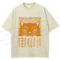 Unisex Halloween Spooky Cat Printed Washed Tee