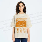 Unisex Halloween Spooky Cat Printed Washed Tee
