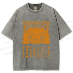 Unisex Halloween Spooky Cat Printed Washed Tee