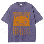 Unisex Halloween Spooky Cat Printed Washed Tee