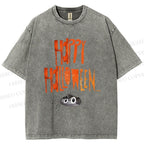 Unisex Cute Spider Happy Halloween Hang In There Printed Washed Tee