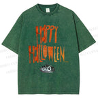 Unisex Cute Spider Happy Halloween Hang In There Printed Washed Tee