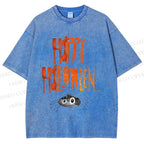 Unisex Cute Spider Happy Halloween Hang In There Printed Washed Tee