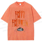 Unisex Cute Spider Happy Halloween Hang In There Printed Washed Tee