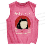 Unisex Grumpy Frog Printed Washed Tank Top