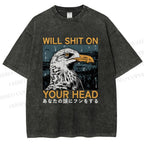 Unisex Will Shit On Your Head Gulls Printed Washed Tee