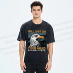 Unisex Will Shit On Your Head Gulls Printed Washed Tee