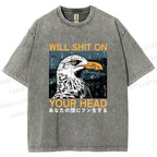 Unisex Will Shit On Your Head Gulls Printed Washed Tee