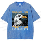 Unisex Will Shit On Your Head Gulls Printed Washed Tee