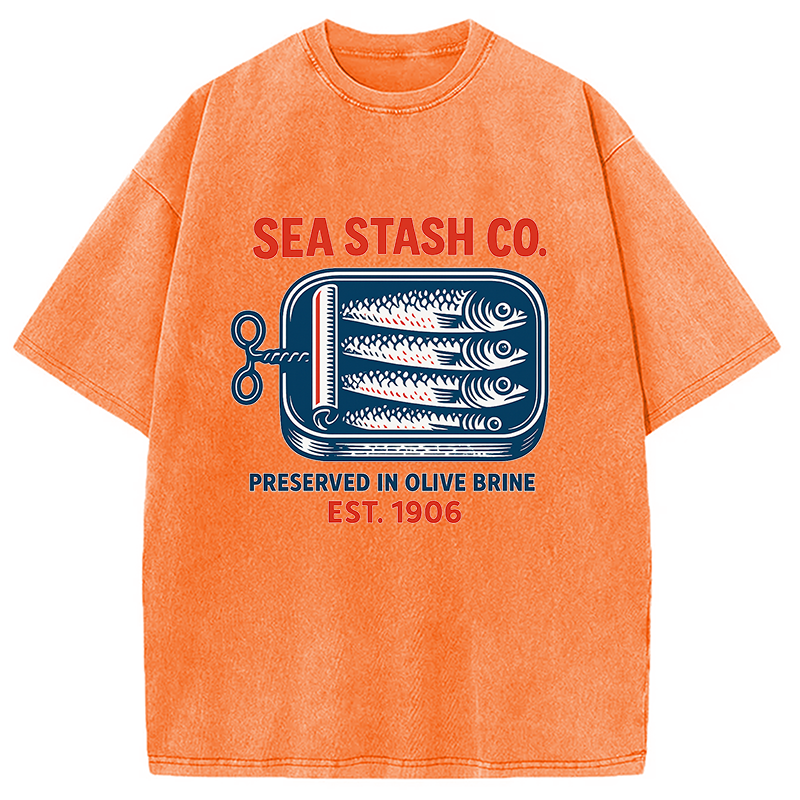 Funny Vintage Sardine Can Washed T-Shirt