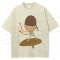 Unisex Yoshitomo Nara Playing Drums Printed Washed Tee