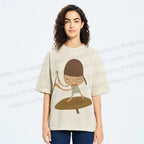 Unisex Yoshitomo Nara Playing Drums Printed Washed Tee