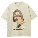 Unisex Yoshitomo Nara Guitar Printed Washed Tee
