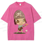 Unisex Yoshitomo Nara Guitar Printed Washed Tee