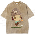 Unisex Yoshitomo Nara Guitar Printed Washed Tee
