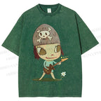 Unisex Yoshitomo Nara Guitar Printed Washed Tee