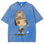 Unisex Yoshitomo Nara Guitar Printed Washed Tee