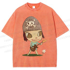 Unisex Yoshitomo Nara Guitar Printed Washed Tee
