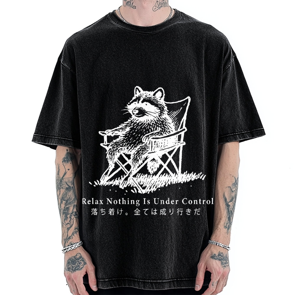 Raccoon Relaxing Vintage Washed T-shirt