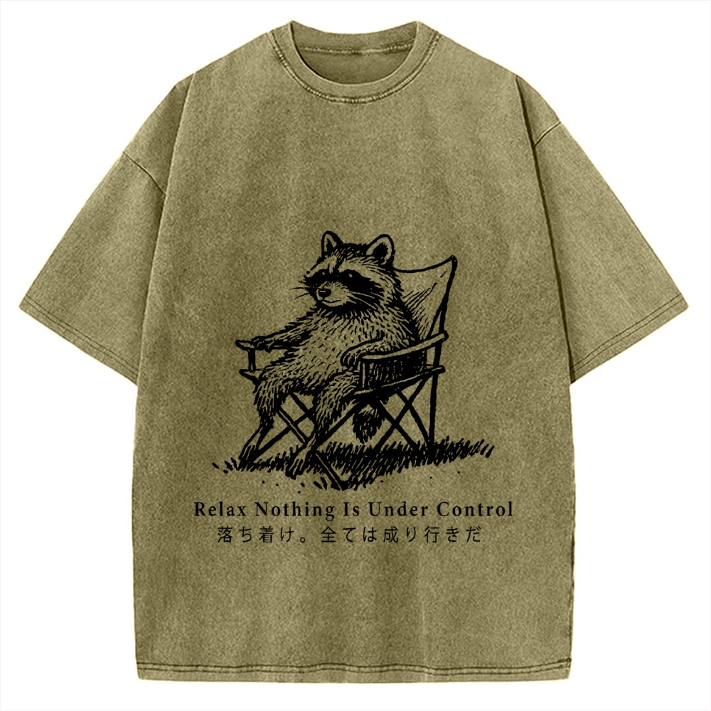 Raccoon Relaxing Vintage Washed T-shirt