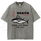 Unisex Tsukiji Fish Market Printed Washed Tee