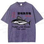 Unisex Tsukiji Fish Market Printed Washed Tee