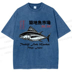 Unisex Tsukiji Fish Market Printed Washed Tee