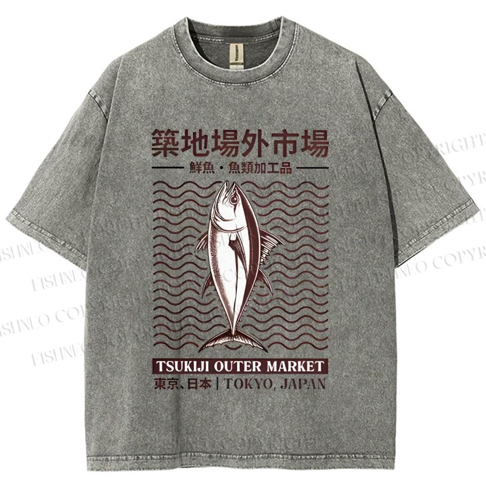 Unisex Tsukiji Outer Market Printed Washed Tee