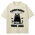 Unisex Tsukiji Market Cat Fish Printed Washed Tee
