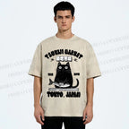 Unisex Tsukiji Market Cat Fish Printed Washed Tee