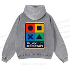 Casual Play Station Printed Washed Hoodie