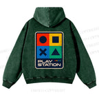 Casual Play Station Printed Washed Hoodie