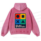 Casual Play Station Printed Washed Hoodie