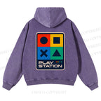 Casual Play Station Printed Washed Hoodie